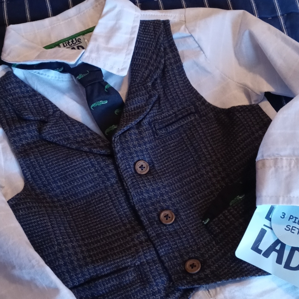 NWT Little Lad 3pc vest & tie outfit, 12 mos